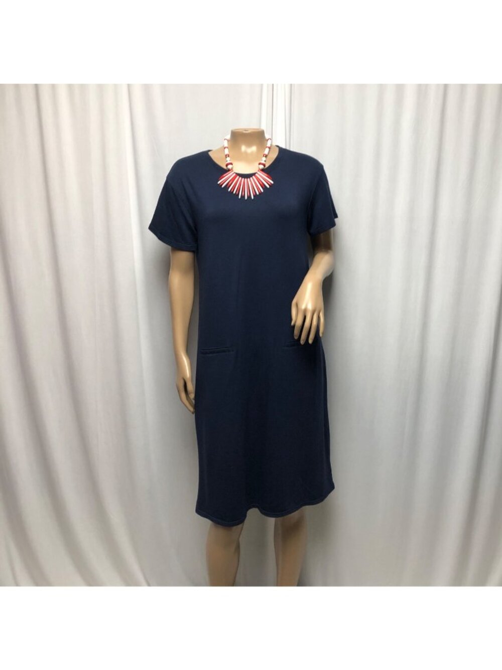 Navy T Shirt Dress Womens Size Small Short Sleeve Pocket Dress Casual Travel